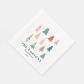 Moderne Weihnachtsbaumen Grüne glückliche Tage Serviette (Ecke)