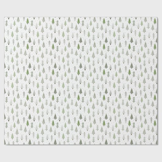 Moderne Weihnachtsbaumen Grünes Muster Geschenkpapier (Flach)
