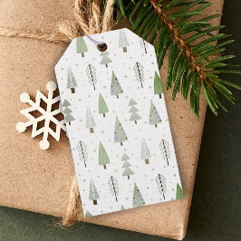 Moderne Weihnachtsbaumen Muster Sage Green Geschenkanhänger