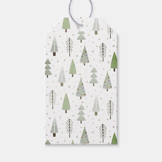 Moderne Weihnachtsbaumen Muster Sage Green Geschenkanhänger (Vorderseite)