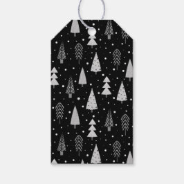 Moderne Weihnachtsbaumen Muster Silver Gray Black Geschenkanhänger