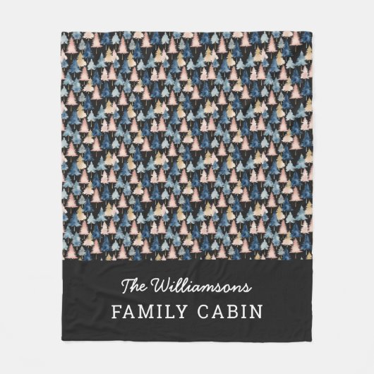 Moderne Weihnachtsbaumen Peach und Grau Gemustert Fleecedecke (Vorderseite)