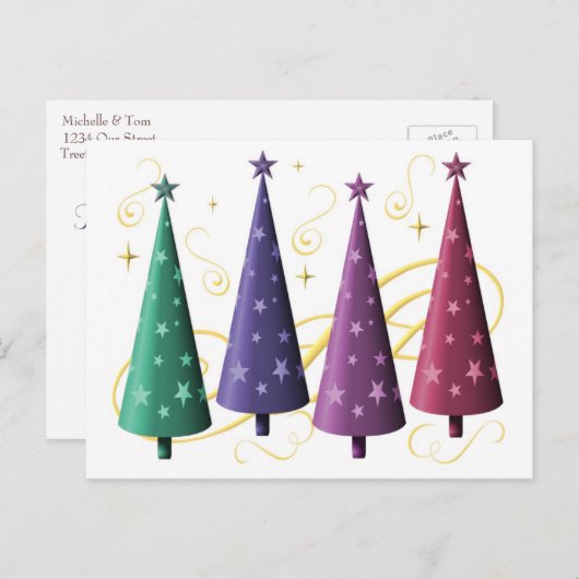 Moderne Weihnachtsbaumen Postkarte (Vorne/Hinten)