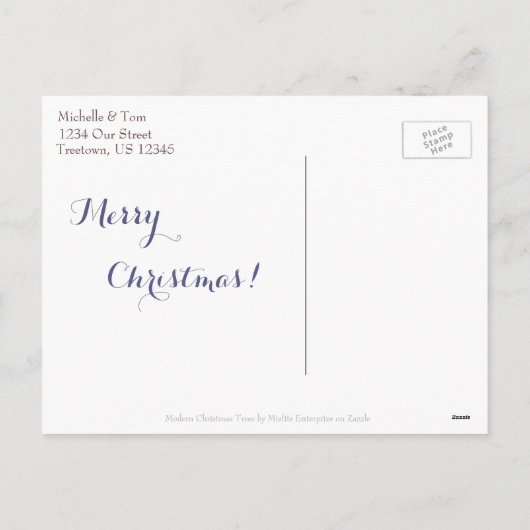 Moderne Weihnachtsbaumen Postkarte (Rückseite)