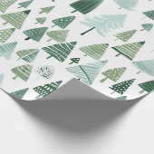 Moderne Weihnachtsbaumen Sage Green Geschenkpapier (Ecke)