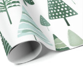 Moderne Weihnachtsbaumen Sage Green Geschenkpapier (Rolleneckpunkt)