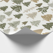 Moderne Weihnachtsbaumen Sage Olive Green Pattern Geschenkpapier (Ecke)