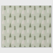 Moderne Weihnachtsbaumen Sage Olive Green Pattern Geschenkpapier (Flach)