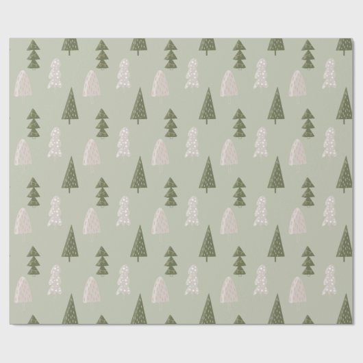 Moderne Weihnachtsbaumen Sage Olive Green Pattern Geschenkpapier (Flach)