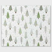 Moderne Weihnachtsbaumen Sage Olive Green Pattern Geschenkpapier (Flach)