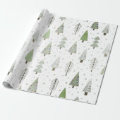 Moderne Weihnachtsbaumen Sage Olive Green Pattern Geschenkpapier (Ungerollt)