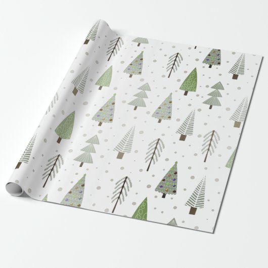 Moderne Weihnachtsbaumen Sage Olive Green Pattern Geschenkpapier (Ungerollt)