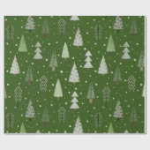 Moderne Weihnachtsbaumen Sage Olive Green Pattern Geschenkpapier (Flach)