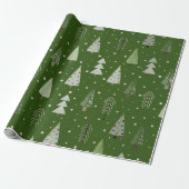 Moderne Weihnachtsbaumen Sage Olive Green Pattern Geschenkpapier (Ungerollt)