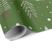 Moderne Weihnachtsbaumen Sage Olive Green Pattern Geschenkpapier (Rolleneckpunkt)
