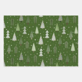 Moderne Weihnachtsbaumen Sage Olive Green Pattern Geschenkpapier Set (Vorderseite)