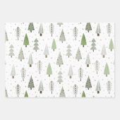 Moderne Weihnachtsbaumen Sage Olive Green Pattern Geschenkpapier Set (Vorderseite)