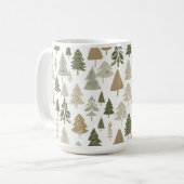 Moderne Weihnachtsbaumen Sage Olive Green Pattern Kaffeetasse (Vorderseite Links)