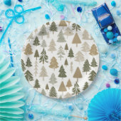 Moderne Weihnachtsbaumen Sage Olive Green Pattern Pappteller (Party)