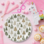 Moderne Weihnachtsbaumen Sage Olive Green Pattern Pappteller (Party)