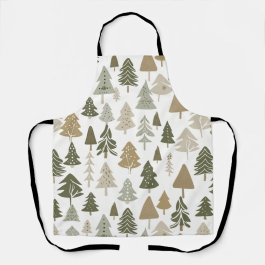 Moderne Weihnachtsbaumen Sage Olive Green Pattern Schürze (Vorderseite)