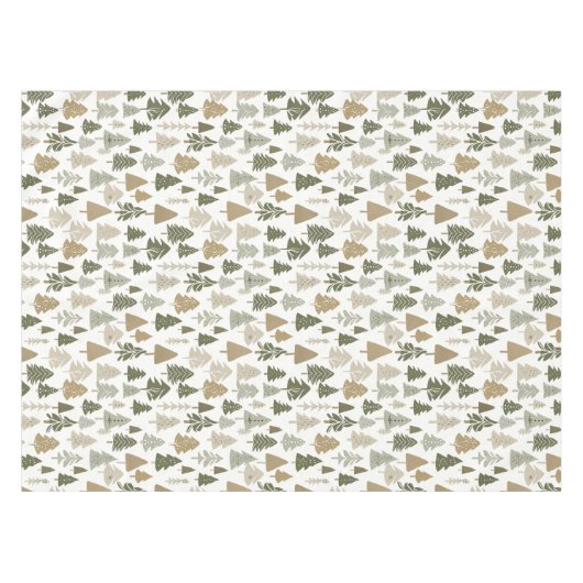 Moderne Weihnachtsbaumen Sage Olive Green Pattern Tischdecke (Vorderseite (Horizontal))