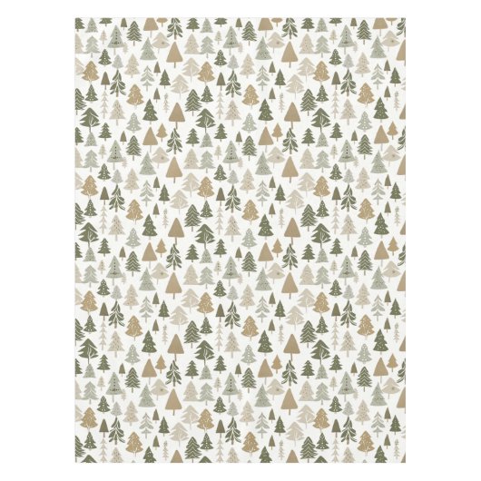 Moderne Weihnachtsbaumen Sage Olive Green Pattern Tischdecke (Vorderseite)