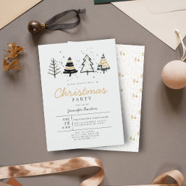 Moderne Weihnachtsbaumen Schwarz & Gold Feiertage  Einladung