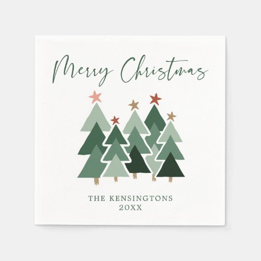 Moderne Weihnachtsbaumen Typografie Serviette (Vorderseite)