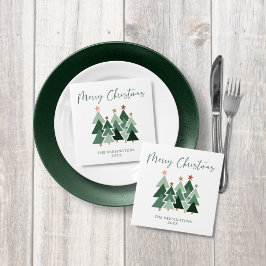 Moderne Weihnachtsbaumen Typografie Serviette