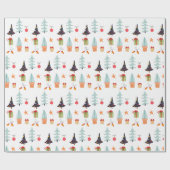 Moderne Weihnachtsbaumen zeigen grünes Muster Geschenkpapier (Flach)