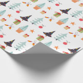 Moderne Weihnachtsbaumen zeigen grünes Muster Geschenkpapier (Ecke)