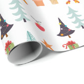 Moderne Weihnachtsbaumen zeigen grünes Muster Geschenkpapier (Rolleneckpunkt)