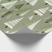 Moderne Weihnachtsbaumen zeigen grünes Muster Geschenkpapier (Ecke)