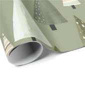 Moderne Weihnachtsbaumen zeigen grünes Muster Geschenkpapier (Rolleneckpunkt)