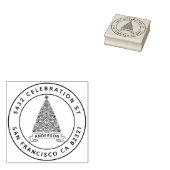 Moderne Weihnachtsbaumfamilie Name Rücksendeadress Gummistempel (Stempel)