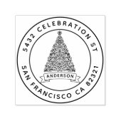 Moderne Weihnachtsbaumfamilie Name Rücksendeadress Permastempel (Design)