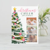Moderne Weihnachtsbaumfarbe 3 Fotos Karte (Stehend Vorderseite)