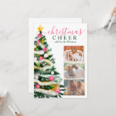 Moderne Weihnachtsbaumfarbe 3 Fotos Karte (Vorderseite/Rückseite Beispiel)