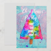 Moderne Weihnachtsbaumfarben Glitzer Einladung (Vorne/Hinten)