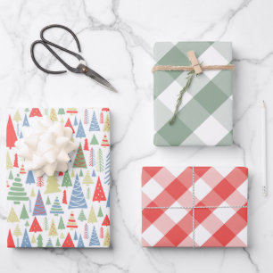 Moderne Weihnachtsbaumfarm Geschenkpapier Set