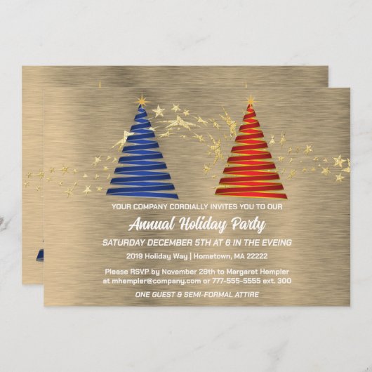 Moderne Weihnachtsbaumfeier Einladung (Vorne/Hinten)