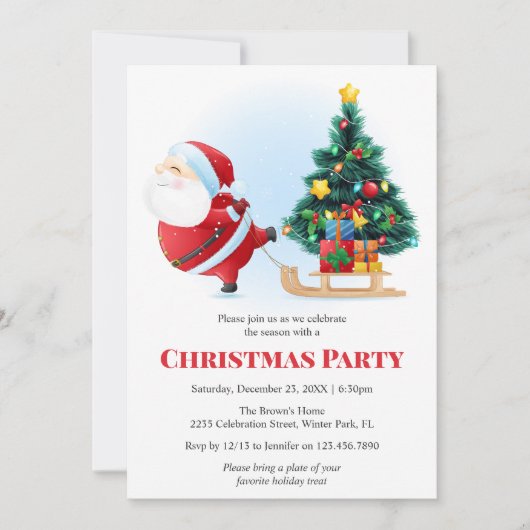Moderne Weihnachtsbaumfeier Einladung (Vorderseite)
