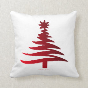 Moderne Weihnachtsbaumgestalt Druckrot Kissen