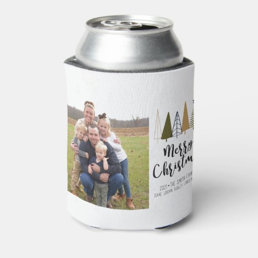 Moderne Weihnachtsbaumkarte Dosenkühler (Kanne Rückseite)