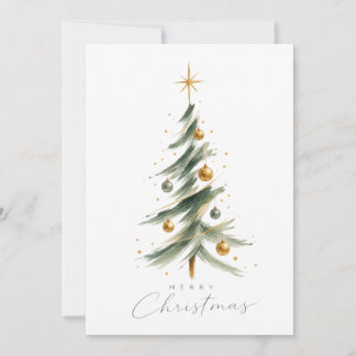 Moderne Weihnachtsbaumkarte mit Wasserfarben Feiertagskarte