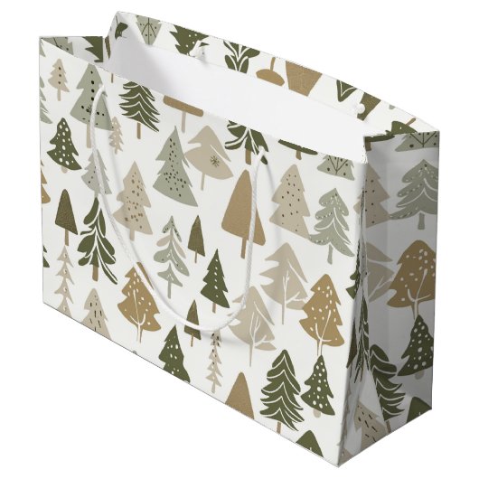 Moderne Weihnachtsbaummuster Große Geschenktüte (Rückseite Schrägansicht)