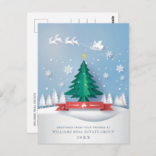 Moderne Weihnachtsbaumpapiere reduzieren Unternehm Postkarte (Vorne/Hinten)