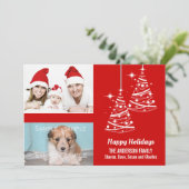 Moderne Weihnachtsbaumspinsel FOTOS Rot Feiertagskarte (Stehend Vorderseite)