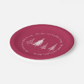 Moderne Weihnachtsbaumstars - Rot, Weiß, Gold, Pappteller (Schrägansicht)